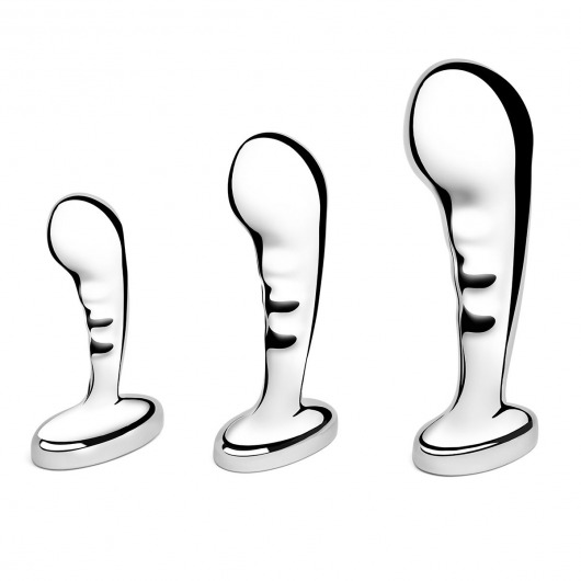 Набор из 3 стальных стимуляторов простаты Stainless Steel P-spot Training Set - b-Vibe - в Евпатории купить с доставкой