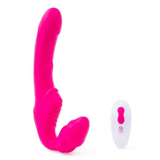 Розовый безремневой страпон на радиоуправлении Strapless Together - 22 см. - Together Toy - купить с доставкой в Евпатории