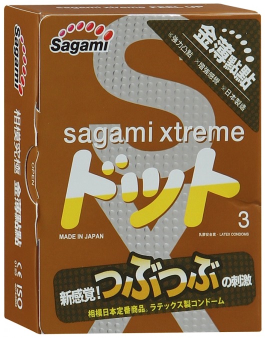 Презервативы Sagami Xtreme FEEL UP с точечной текстурой и линиями прилегания - 3 шт. - Sagami - купить с доставкой в Евпатории