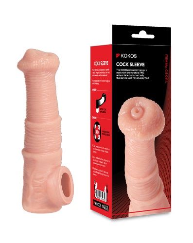 Телесная фантазийная насадка на член Cock Sleeve Size M - KOKOS - в Евпатории купить с доставкой