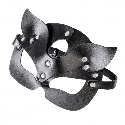 Черная кожаная рельефная маска кошки - Pecado - купить с доставкой в Евпатории
