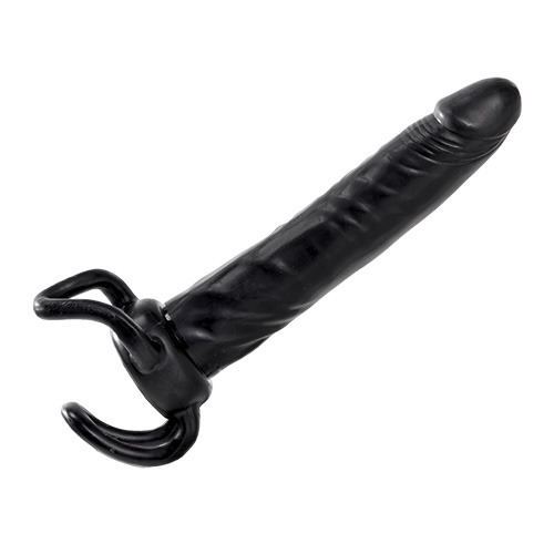 Чёрная насадка-фаллос для двойного проникновения INFLATABLE DILDO SLIM DONG  - 13,5 см. - Toyz4lovers - в Евпатории купить с доставкой