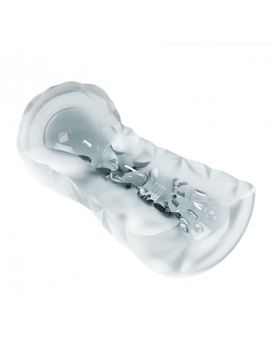 Прозрачный эластичный мастурбатор с голубым шариком - Baile - в Евпатории купить с доставкой