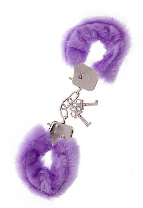 Фиолетовые меховые наручники METAL HANDCUFF WITH PLUSH LAVENDER - Dream Toys - купить с доставкой в Евпатории