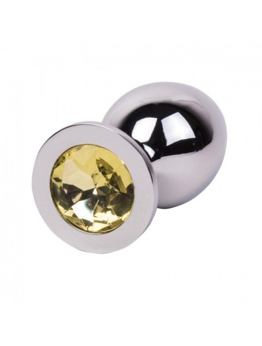Большой стальной плаг с желтым кристаллом Sweet Lemon - 9,5 см. - Erotic Fantasy - купить с доставкой в Евпатории