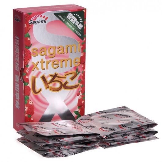 Презервативы Sagami Xtreme Strawberry c ароматом клубники - 10 шт. - Sagami - купить с доставкой в Евпатории