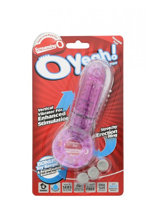 Фиолетовое эрекционное кольцо с вибрацией и пальчиком OYEAH PURPLE - Screaming O - в Евпатории купить с доставкой