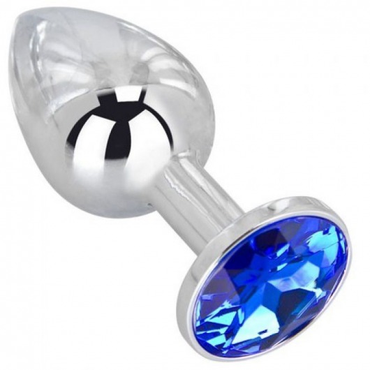Анальное украшение BUTT PLUG  Small с синим кристаллом - 7 см. - Anal Jewelry Plug - купить с доставкой в Евпатории