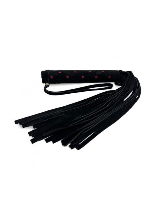 Черная замшевая плеть с красными точками на рукояти Red dot Princess - 43 см. - БДСМ Арсенал - купить с доставкой в Евпатории