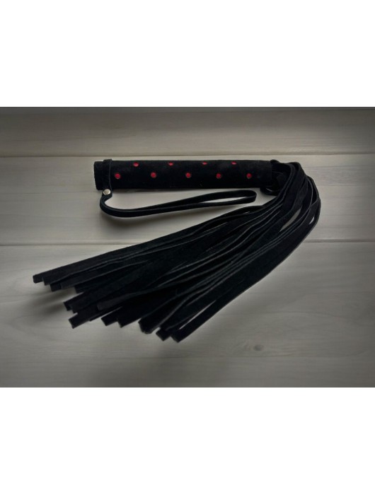 Черная замшевая плеть с красными точками на рукояти Red dot Princess - 43 см. - БДСМ Арсенал - купить с доставкой в Евпатории