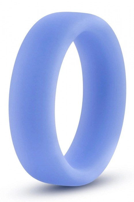 Голубое люминесцентное кольцо Silicone Glo Cock Ring - Blush Novelties - в Евпатории купить с доставкой