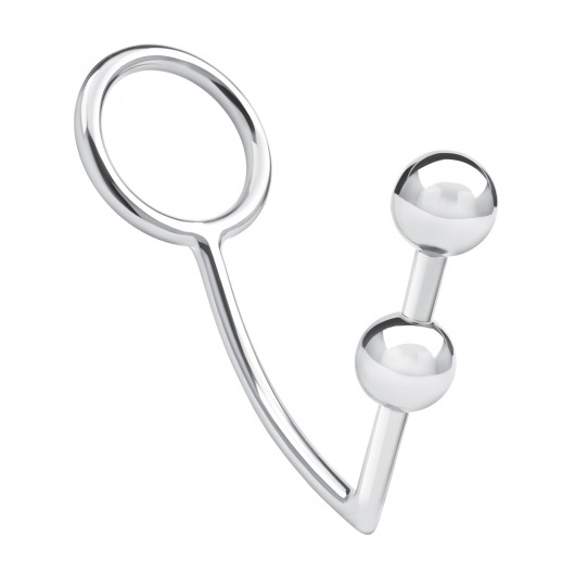 Кольцо на пенис с анальным стимулятором Two Bead Stainless Steel Anal Hook   Cock Ring - BlueLine - в Евпатории купить с доставкой