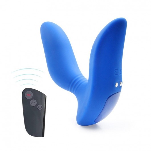 Синий вибромассажер простаты 3,5’’ Remote Control Curve P-spot Massager - 12 см. - Erokay - в Евпатории купить с доставкой
