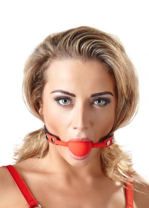 Силиконовый кляп-шар на чёрных ремешках Red Gag silicone - Orion - купить с доставкой в Евпатории