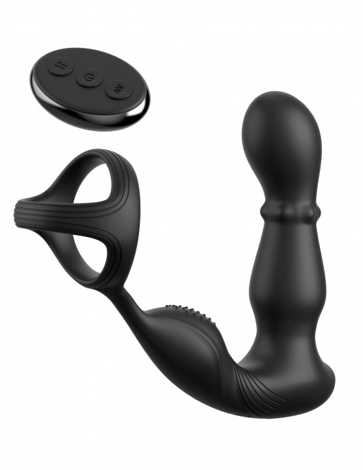 Черный вибростимулятор простаты с кольцом Ass-gasm Slide   Glide - Pipedream - в Евпатории купить с доставкой