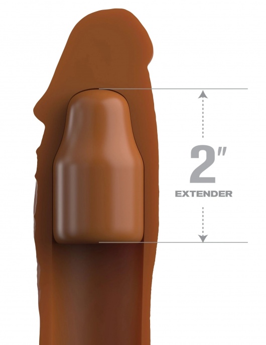 Коричневая насадка на член 2  Silicone X-tension - 20,3 см. - Pipedream - в Евпатории купить с доставкой