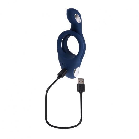 Синее эрекционное виброкольцо с двойным подхватом мошонки Ring Around The Rosy - Zero Tolerance - в Евпатории купить с доставкой