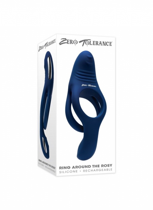 Синее эрекционное виброкольцо с двойным подхватом мошонки Ring Around The Rosy - Zero Tolerance - в Евпатории купить с доставкой