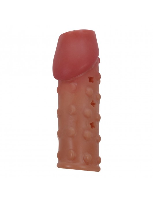 Телесная открытая насадка на пенис с бугорками - 19,8 см. - Baile - в Евпатории купить с доставкой