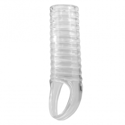 Прозрачная насадка на пенис с ребрышками и подхватом мошонки - Baile - в Евпатории купить с доставкой