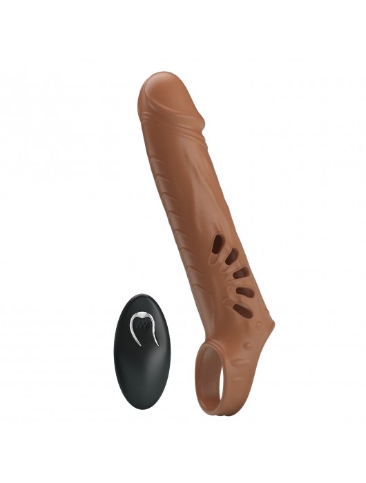 Коричневая вибронасадка с подхватом мошонки и пультом ДУ - Baile - в Евпатории купить с доставкой