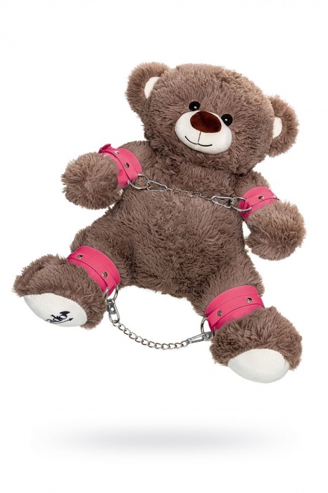 Бондажный набор: бурый мишка с розовыми оковами и наручниками - Pecado - купить с доставкой в Евпатории