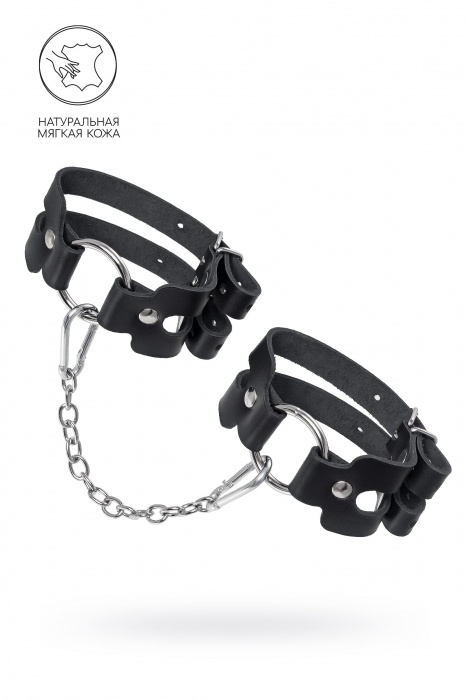 Черные кожаные оковы из двух ремешков - Pecado - купить с доставкой в Евпатории