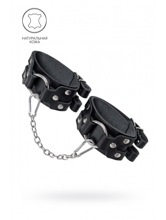 Черные кожаные оковы с двумя ремешками - Pecado - купить с доставкой в Евпатории