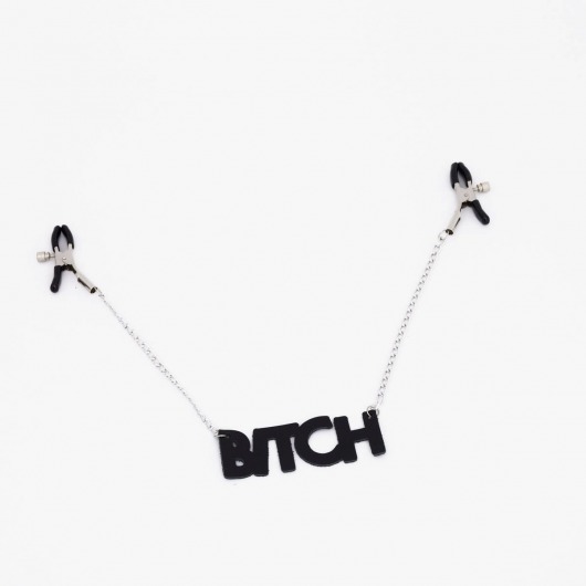 Зажимы на соски с кожаной подвеской Bitch - Crazy Handmade - купить с доставкой в Евпатории
