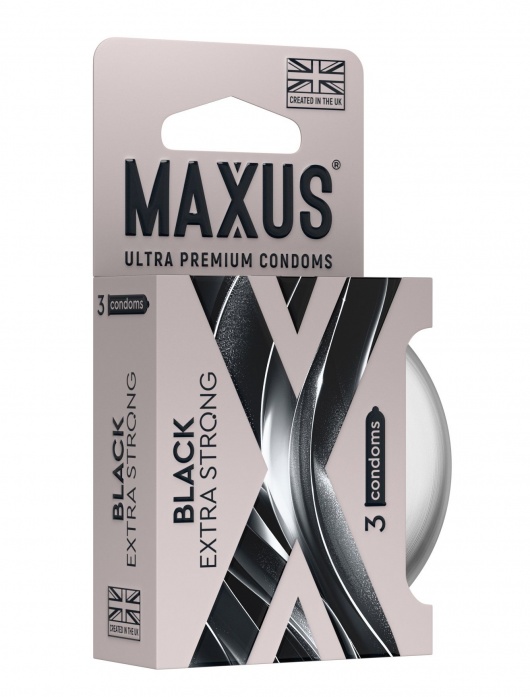 Черные утолщенные презервативы MAXUS Extra Strong с железным кейсом - 3 шт. - Maxus - купить с доставкой в Евпатории