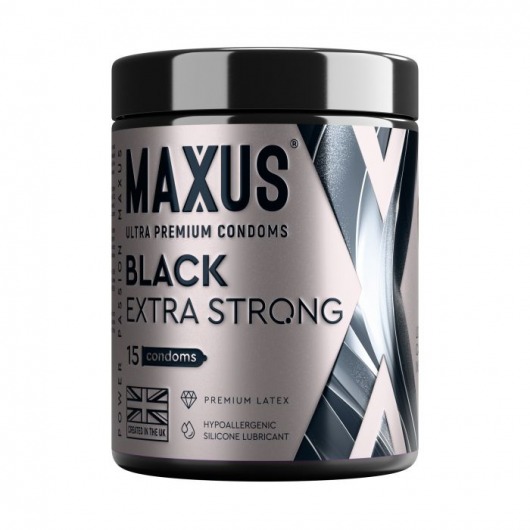 Черные утолщенные презервативы MAXUS Extra Strong с железным кейсом - 15 шт. - Maxus - купить с доставкой в Евпатории