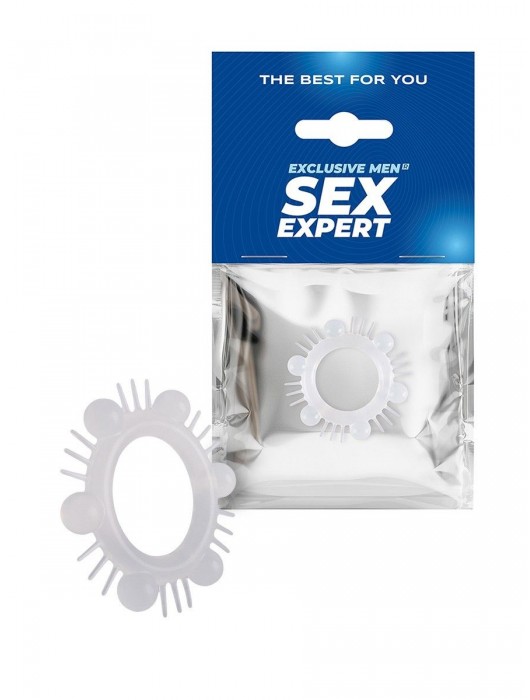 Эластичное эрекционное кольцо с шипиками и шариками - Sex Expert - в Евпатории купить с доставкой