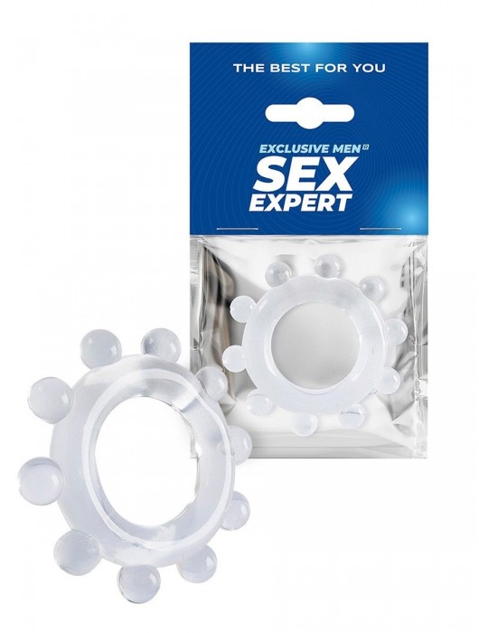 Прозрачное эрекционное кольцо со стимулирующими шариками - Sex Expert - в Евпатории купить с доставкой