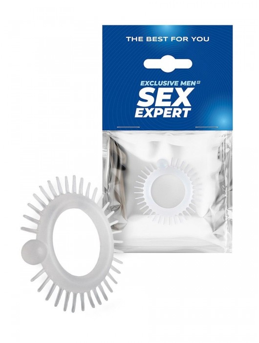 Эластичное эрекционное кольцо с шипиками и шариком - Sex Expert - в Евпатории купить с доставкой