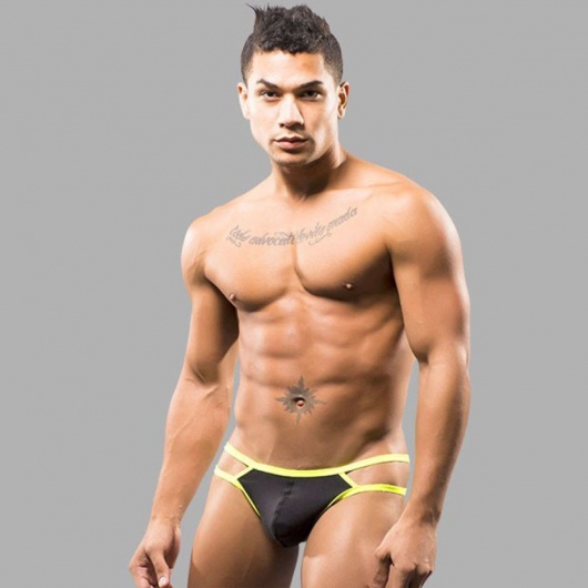 Черные мужские трусы-стринги с 2 боковыми бретелями - Romeo Rossi купить с доставкой