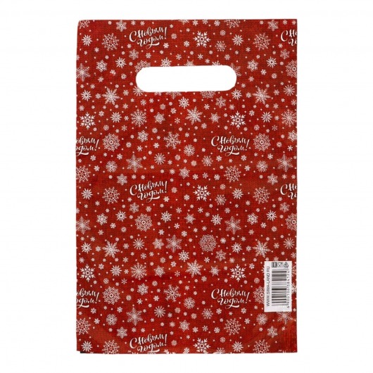 Красный подарочный новогодний пакет с вырубной ручкой (20х30 см) - Сима-Ленд - купить с доставкой в Евпатории