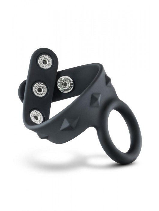 Черное эрекционное кольцо с подхватом мошонки на кнопках VS6 - Blush Novelties - в Евпатории купить с доставкой