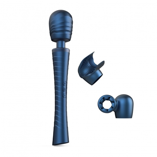 Синий вибромассажёр с насадками Man.wand Edgy - Manwan - в Евпатории купить с доставкой
