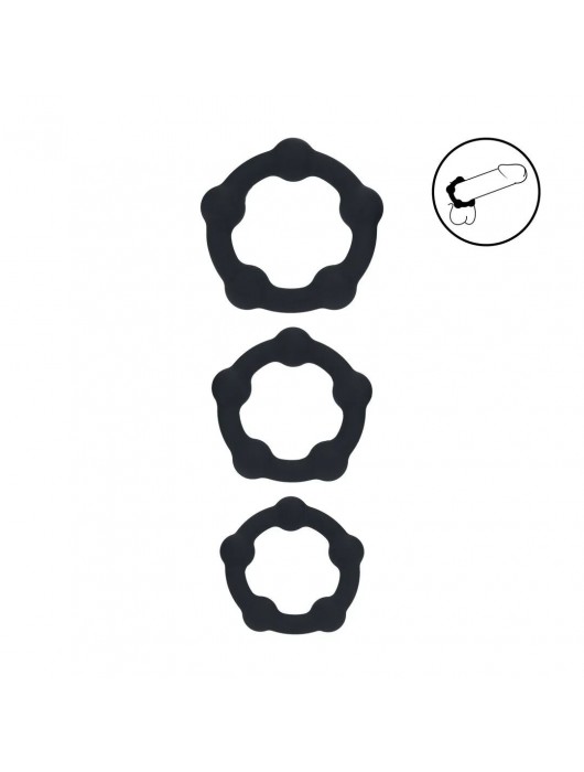 Набор из 3 эрекционных колец Beaded Silicone Cockring Set - Shots Media BV - в Евпатории купить с доставкой