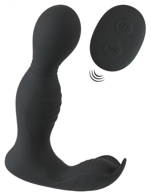 Черная анальная пробка с вибрацией, вращением и пультом ДУ RC Butt Plug with 2 Functions - Orion - в Евпатории купить с доставкой