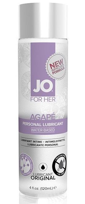 Женский лубрикант на водной основе JO AGAPE LUBRICANT ORIGINAL - 120 мл. - System JO - купить с доставкой в Евпатории