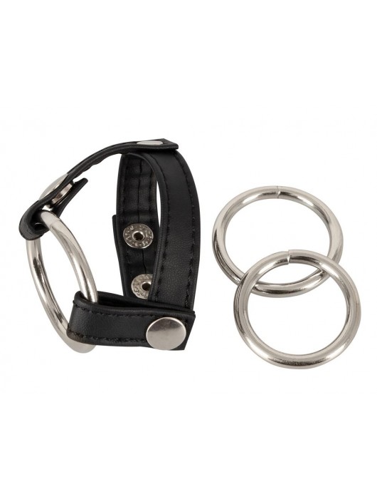 Подхват для мошонки с 3 съемными эрекционными кольцами Leder-Riemen - Orion - в Евпатории купить с доставкой