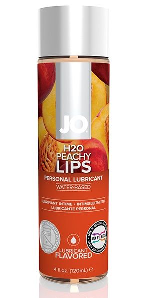 Лубрикант на водной основе с ароматом персика JO Flavored Peachy Lips - 120 мл. - System JO - купить с доставкой в Евпатории