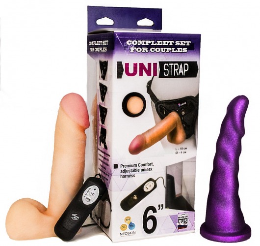 Вибрострапон с двумя насадками UniStrap - 18 и 18 см. - LOVETOY (А-Полимер) - купить с доставкой в Евпатории