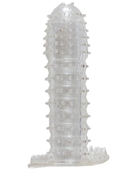 Гелевая прозрачная насадка c шипами - 12 см. - Toyfa Basic - в Евпатории купить с доставкой
