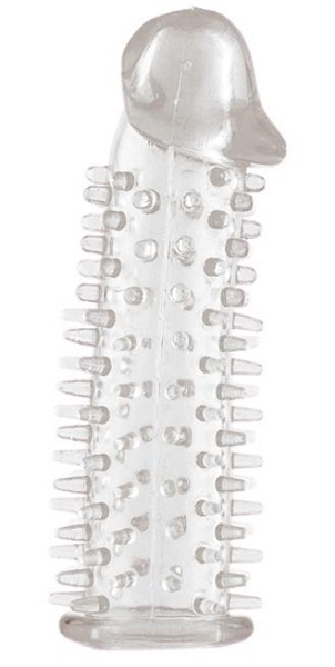 Прозрачная насадка на половой член с закрытой головкой и шипами - 12,5 см. - Toyfa Basic - в Евпатории купить с доставкой