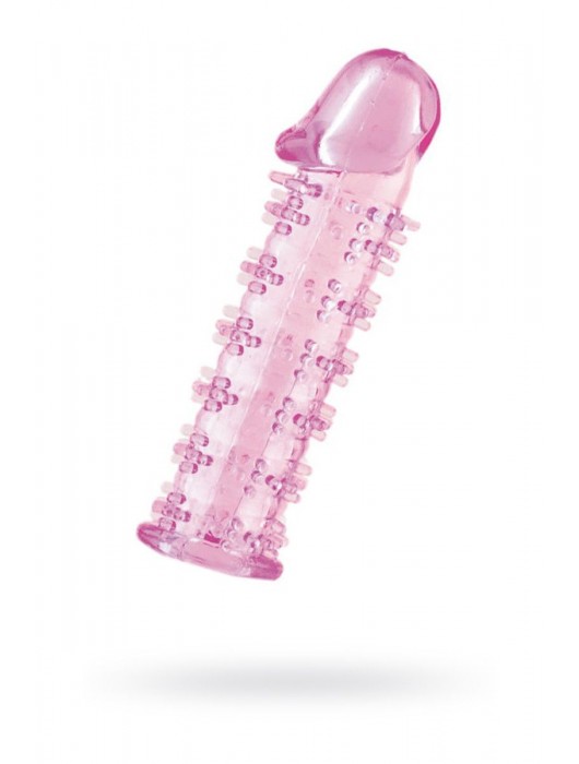 Гелевая розовая насадка на фаллос с шипами - 12 см. - Toyfa Basic - в Евпатории купить с доставкой
