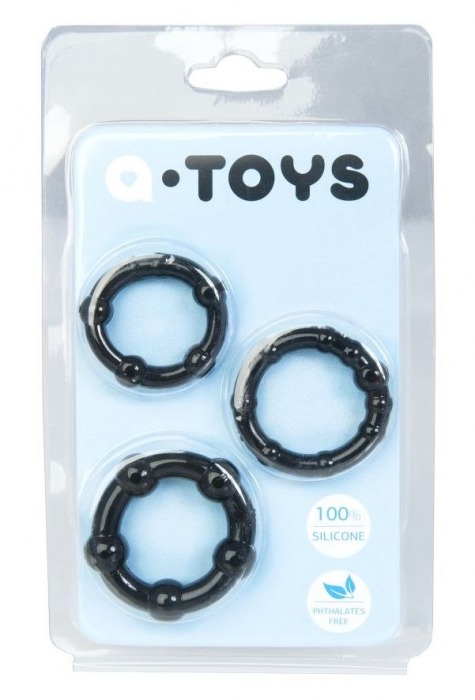 Набор из 3 чёрных эрекционных колец A-toys - A-toys - в Евпатории купить с доставкой