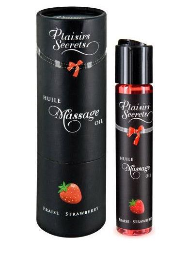 Массажное масло с ароматом клубники Huile de Massage Gourmande Fraise des Bois - 59 мл. - Plaisir Secret - купить с доставкой в Евпатории