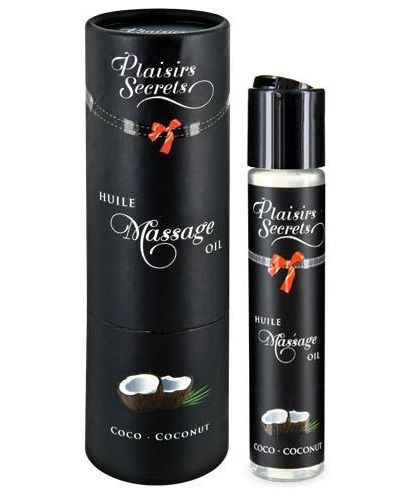Массажное масло с ароматом кокоса Huile de Massage Gourmande Coco - 59 мл. - Plaisir Secret - купить с доставкой в Евпатории